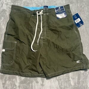 Caribbean Joe Swim Trunks Men’s Large Olive Green Lined NWT